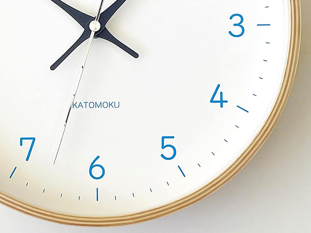 KATOMOKU Plywood Clock 22 Light Blue Wall Clock Continuous Second Hand km-121LB 252mm (radio Clock)
