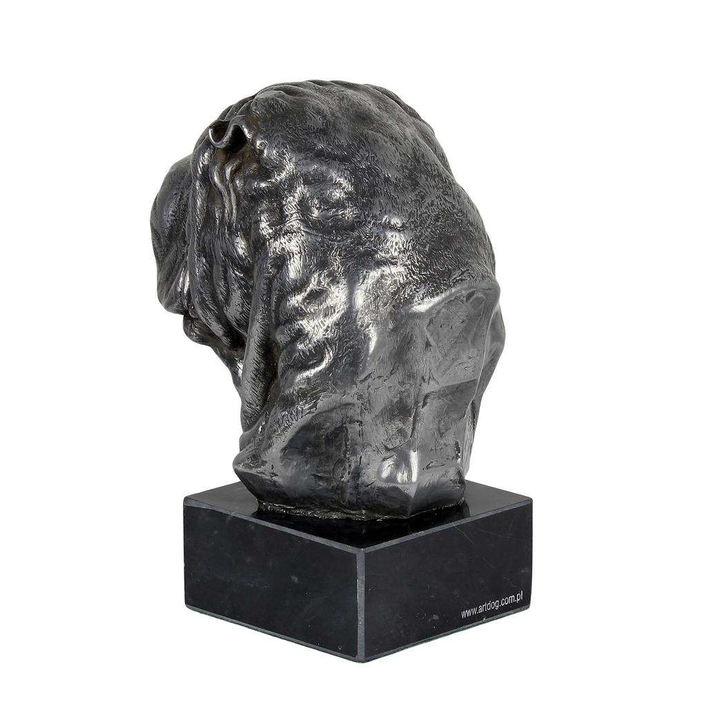 Shar Pei - Figur auf Marmor, mit silbernem Metall überzogen, handgefertigt, Marke Art-Dog