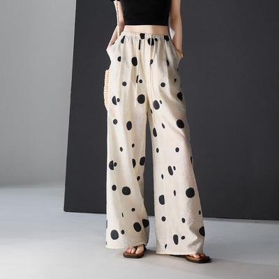 SOFSIL Women's Polka Dot High-Waist Wide-Leg Pants