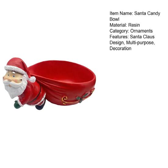Yousheng Christmas Santa Claus Candy Bowl Multi-purpose Goodies Treats Sweets Nuts Dish Holder Container Santa Resin Figurine Holiday Party Ornament