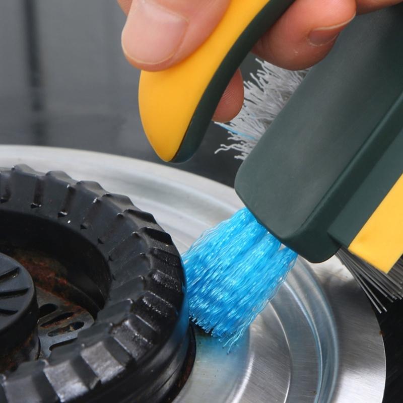 MultiSurface Cleaning Brush With V Shape and Narrow Bristles For Tile Grout Shower Corner Tight Space Efficient Scrubber