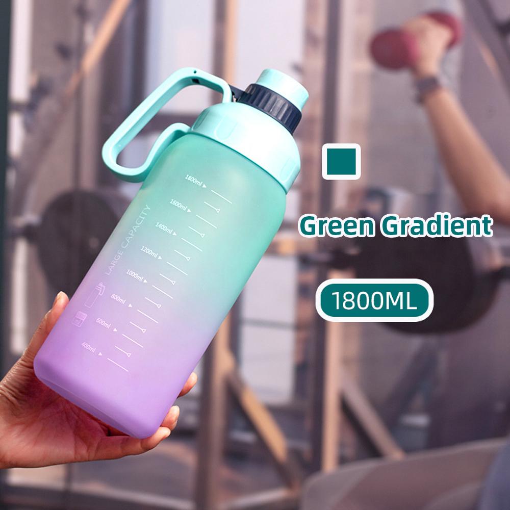 1800ml Gradient Plastic Sports Water Bottle Large Capacity For Outdoor Gym Travel With Straw Portable Fitness Cup 1800ml