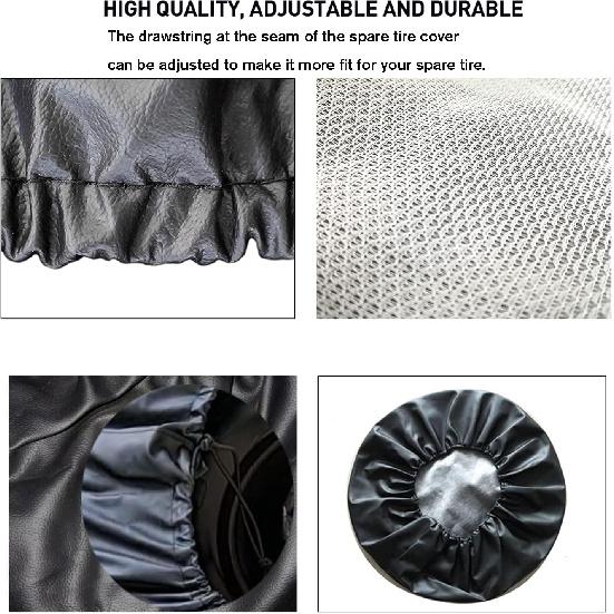 Spare Tire Cover Fit For Your SUV, Jeep, RV, Trailer, Truck, Waterproof Dust-Proof PVC Leather Tire Covers (15 Inch For Diameter 27.56” - 29.53”)