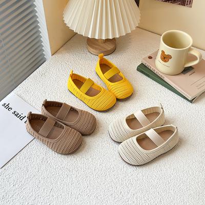 Mädchen Ballerinas Slipper Weiche Sohle Kinder Flechtschuhe Atmungsaktiv Ausgehöhlt 2025 Sommer Neu Kinder Freizeitschuhe Einfarbig