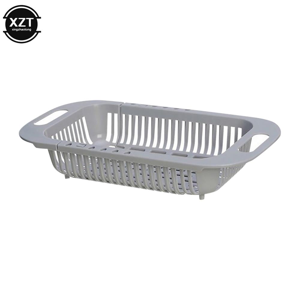 

Expandable Kitchen Sink Strainer Drain Vegetable Fruit Drainer Basket Space Saving Washing Shelf Strain Rack Kitchen Organizer темно-сірий