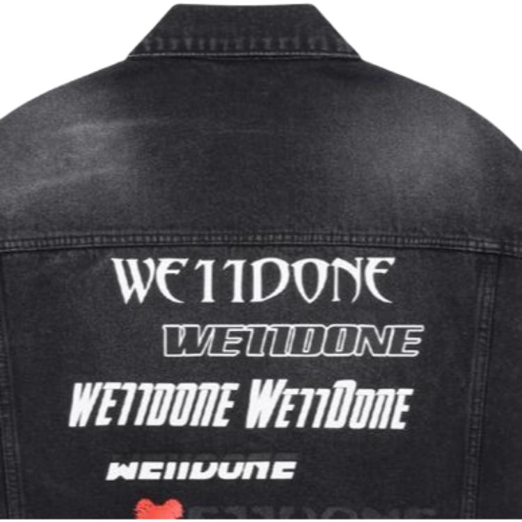WE11DONE Ss23 Series Logo Letter Print Casual Denim Jacket Unisex Jackets Deep-Black WD-DJ1-23-915-U-BK