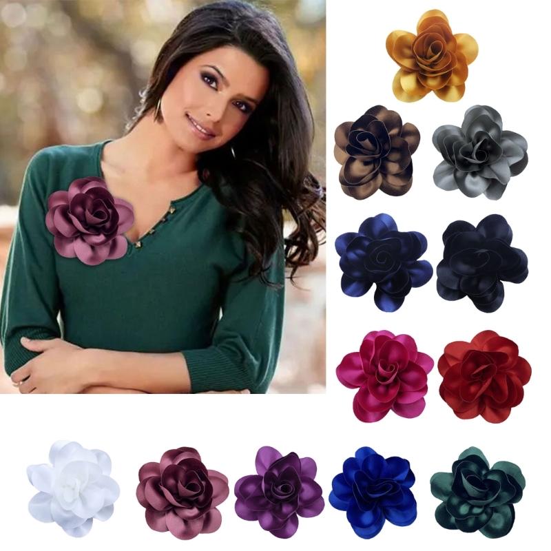Beautiful Satins Flower Lapel Pin Delicate Brooch French Brooch with Unique Pattern for Fashion Forward Individuals