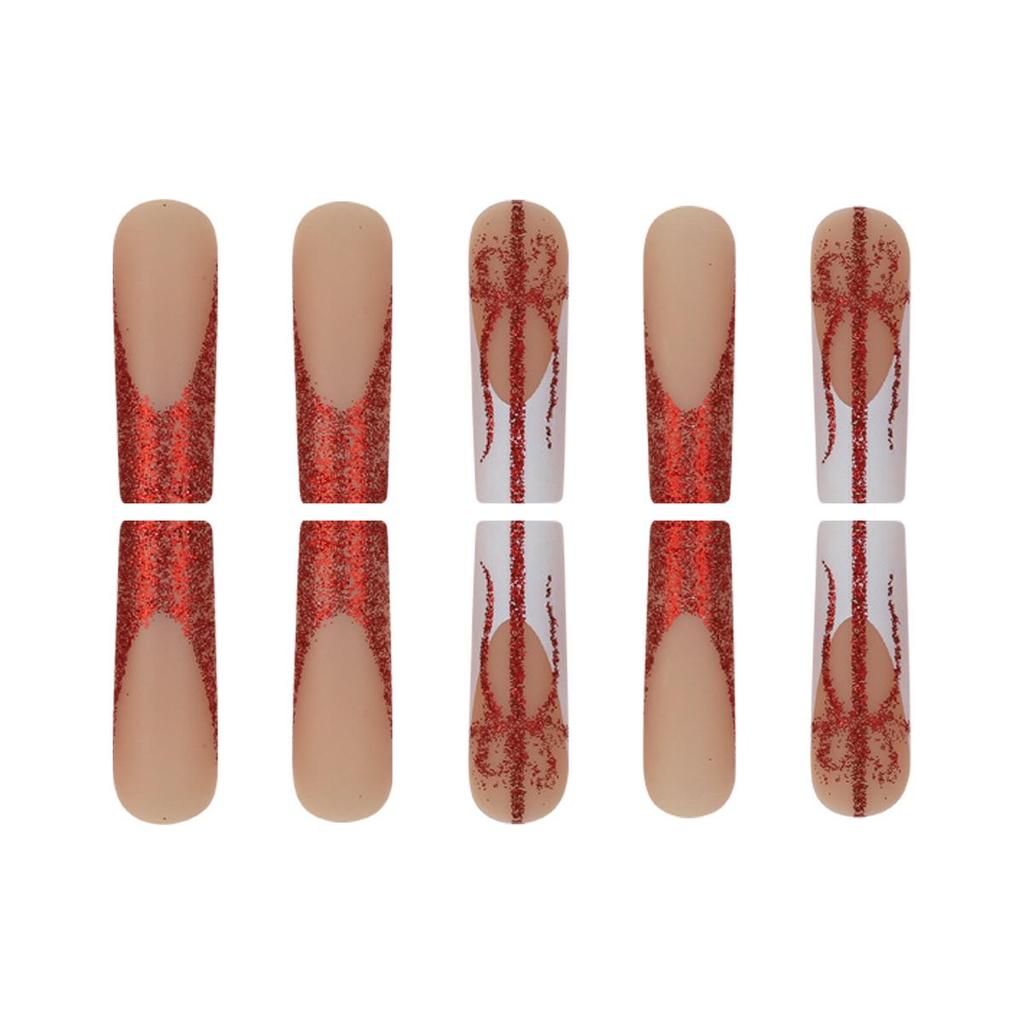 Christmas Festival French Knot False Nail Art Set - 24 Wearable Nail Tips