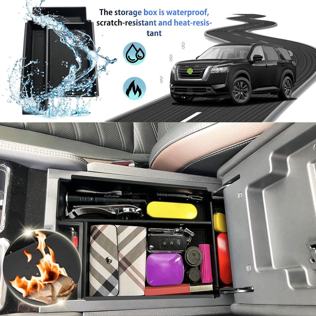 SHAOHAO For 2024 2025 Nissan Pathfinder Center Console Organizer Tray   2024 2025 Pathfinder S/SV/SL/Rock Creek/Platinum Armrest Storage Box Tray