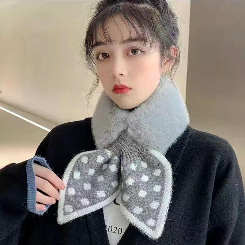 

Women s Winter Rex Rabbit Fur Scarf - Thick, Warm, Plush Cross Neck Warmer, Unisex, Double-Sided Versatile Protector сірий колір