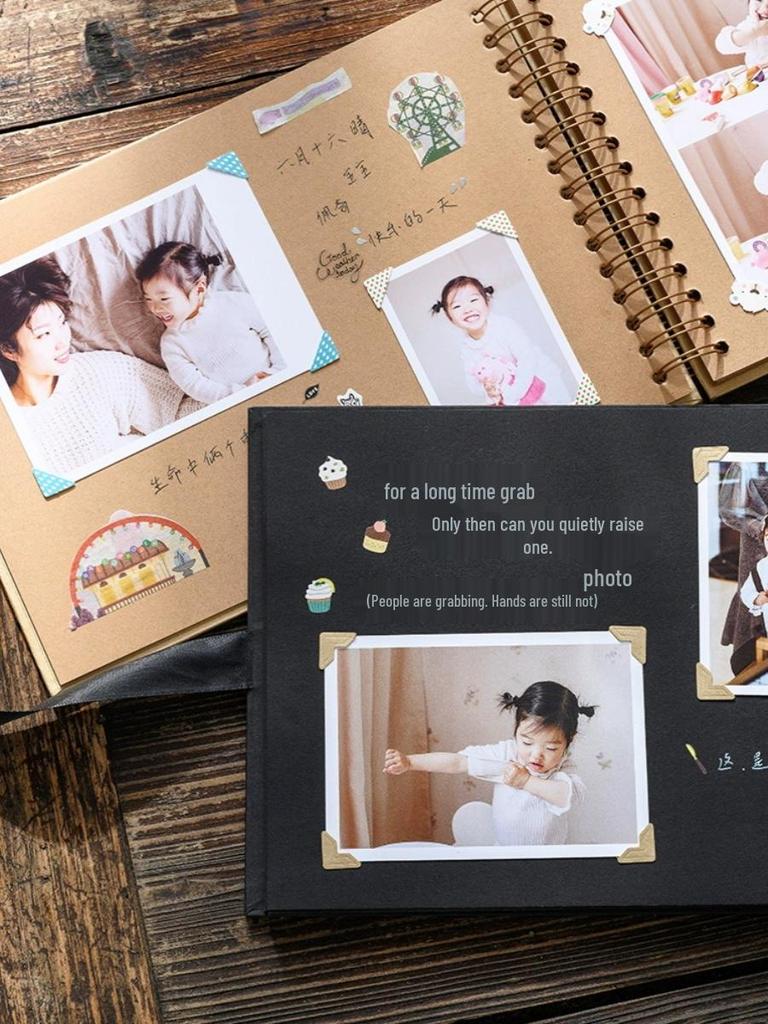 DIY Скрапбук з котушками для пари: Ручний Чорний Крафт Фотоальбом з Порожніми Сторінками