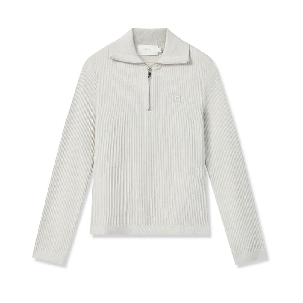 

Fila Серия Милано Простой Модный Классический Универсальный Мягкий Удобный Теплый С длинным рукавом Приталенный Вязаный свитер Женские топы Светло-серый Кремовый F11W545403FIV S