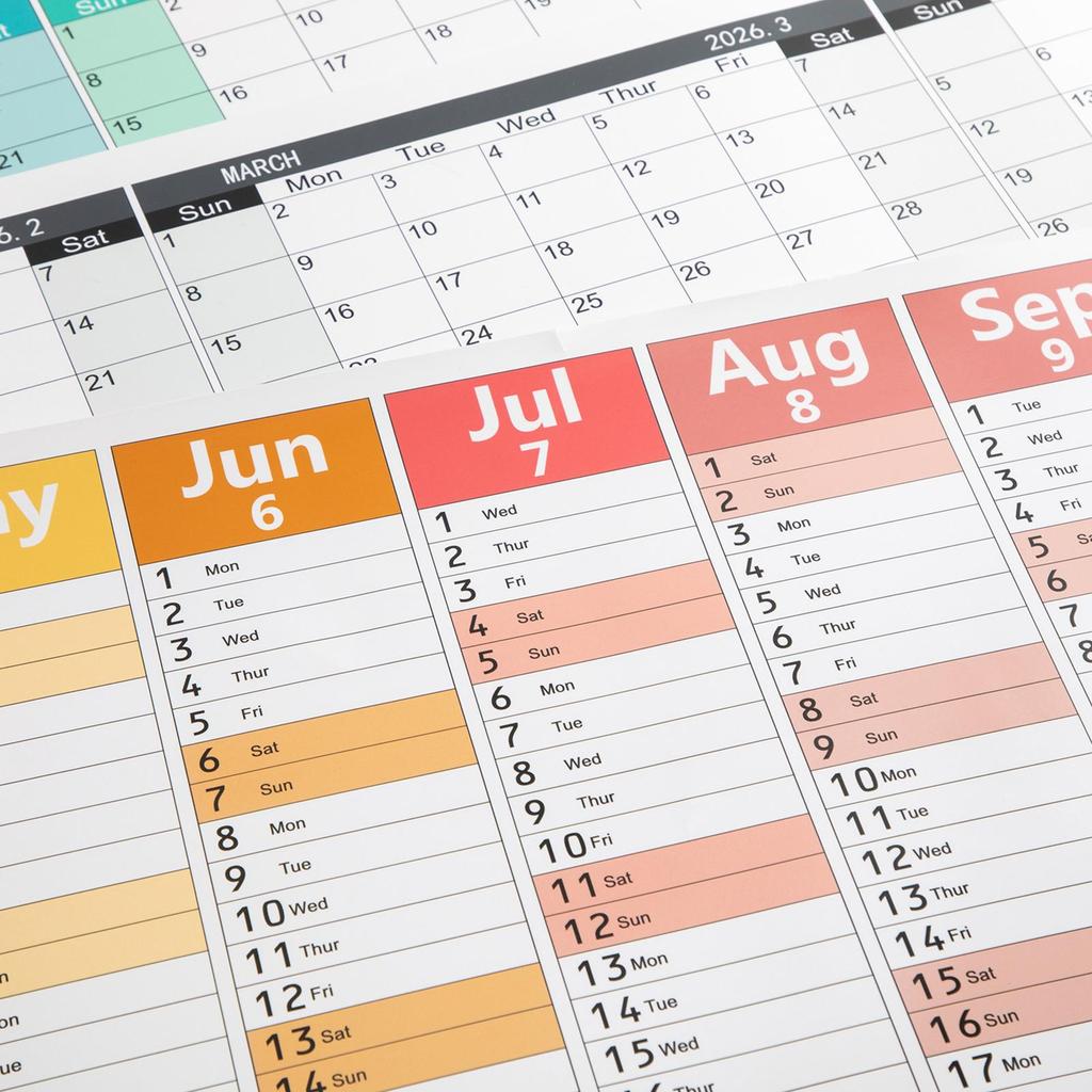 Kalendarz ścienny angielski 2026, Planer ścienny do ścierania na sucho, Agenda, Planer z grubego papieru, Nowy rok, Duży kalendarz do domu, szkoły, biura