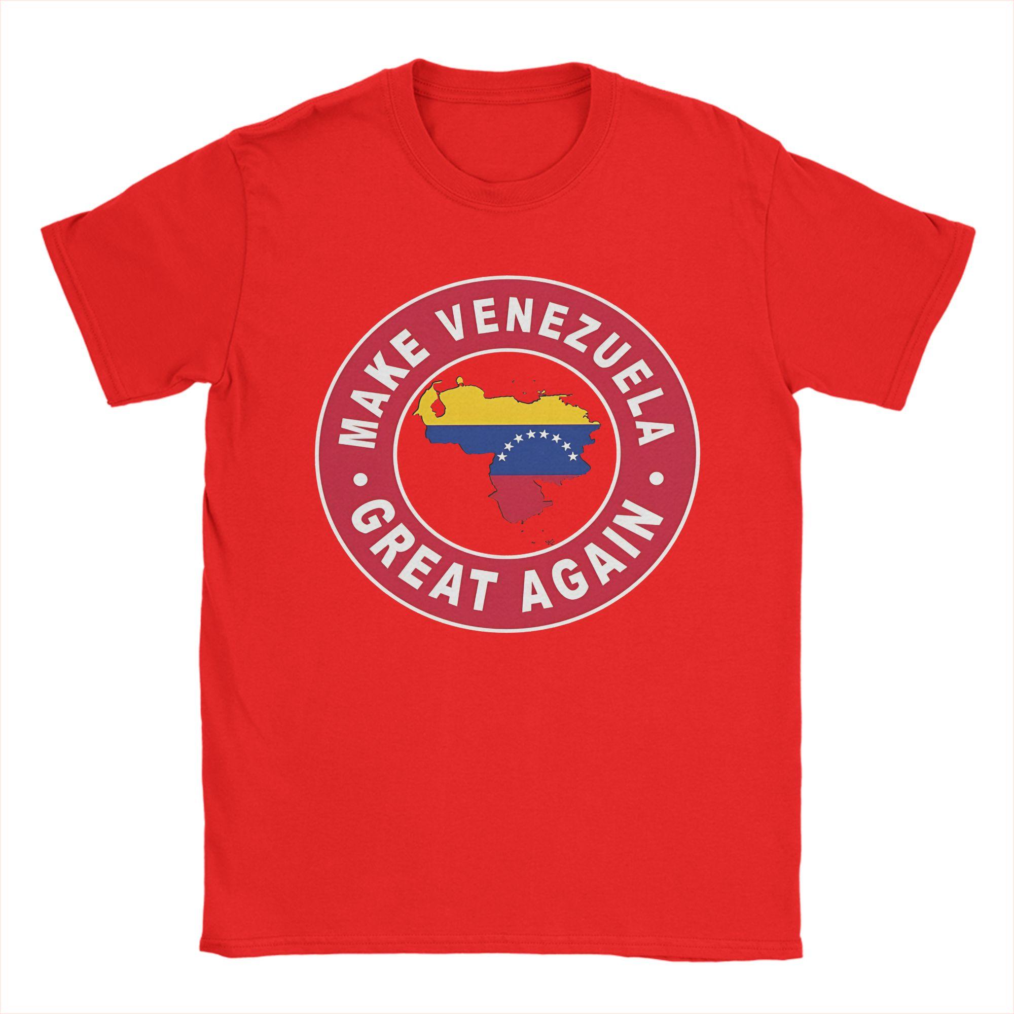 Make Venezuela Great Again TShirt Venezuela Flag Map Cotton Tee Shirt Round Collar Short Sleeve T Shirt 4XL 5XL Clothing S