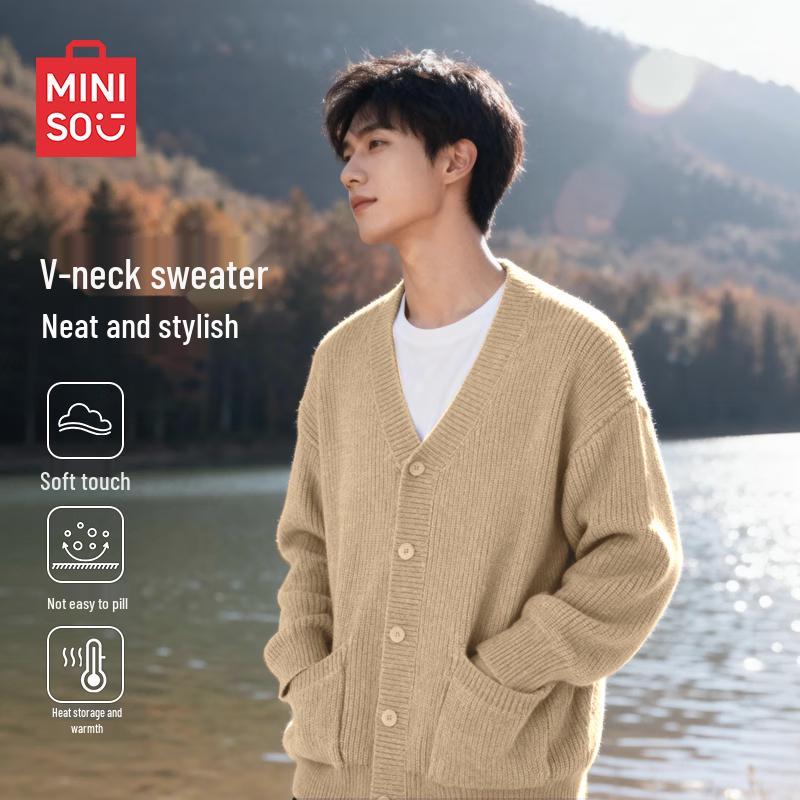 

MINISO Мужской вязаный кардиган с v-образным вырезом 2XL