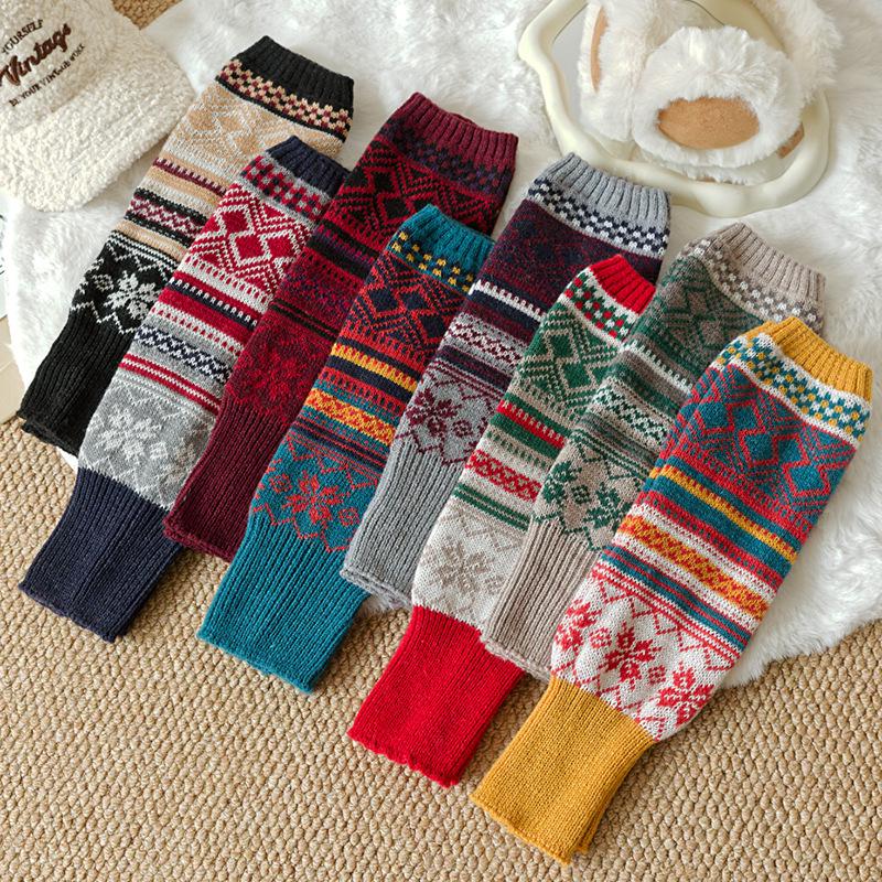 Autumn/Winter Warm Leg Warmers: Korean Knit Color Block Socks - European Style Women's Calf Foot Cover