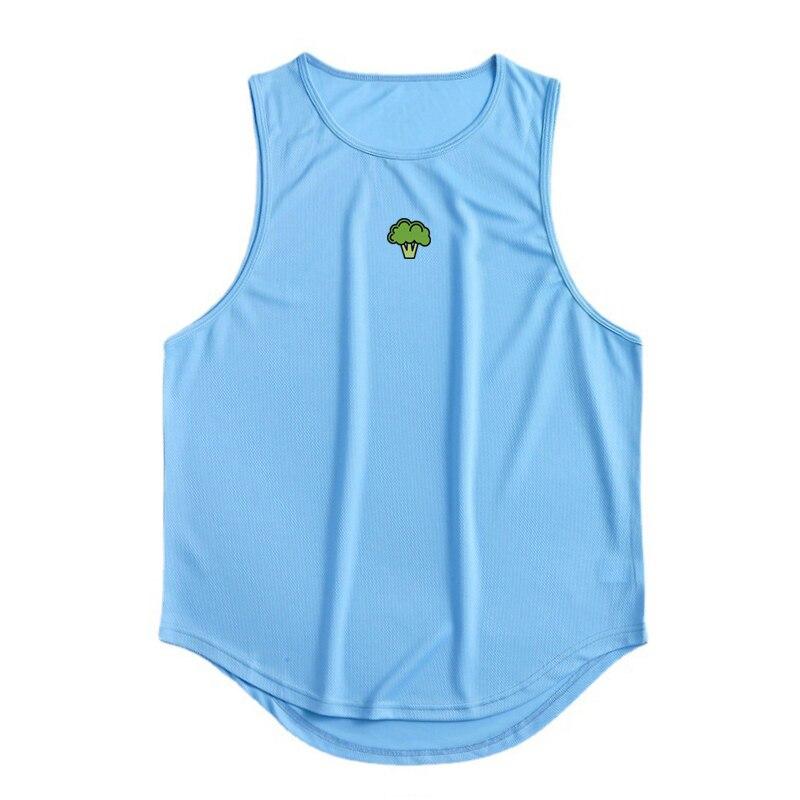 Muscleguys Men's GYM Clothes Summer Breathable Comfortable Loose Fitness Vest Quickly-dry Vegetable Printed Sleeveless t-Shirt
