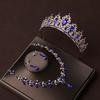 Blue Diamond Crown Bridal Headwear Main Wedding Necklace Three Piece Crown Set