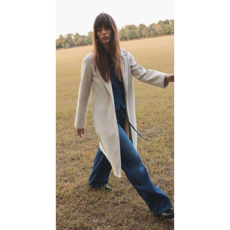 Zbzr Autumn New Women Clothes Western Style Versatile Button Decoration Soft Mid-Length Coat Outerwear 4344660