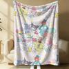 Pastel Blue Sanrio Cute Flannel Blanket Soft Warm Fluffy Throw Sofa Bed Cover Office Nap Shawl Lightweight Summer Blanket Gift