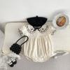 Baby Girl Summer Short Sleeve Romper with Embroidery and Bow