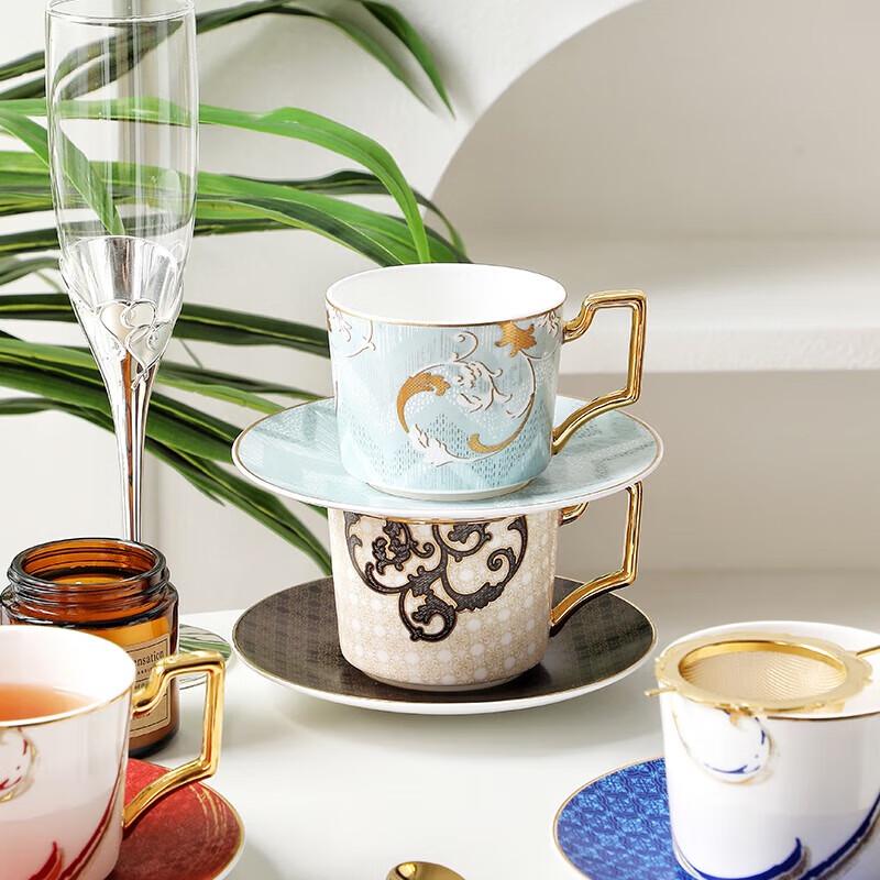 WOOCH Exquisites Palast-Rebenblumen 4-Tassen & Untertassen Geschenkset