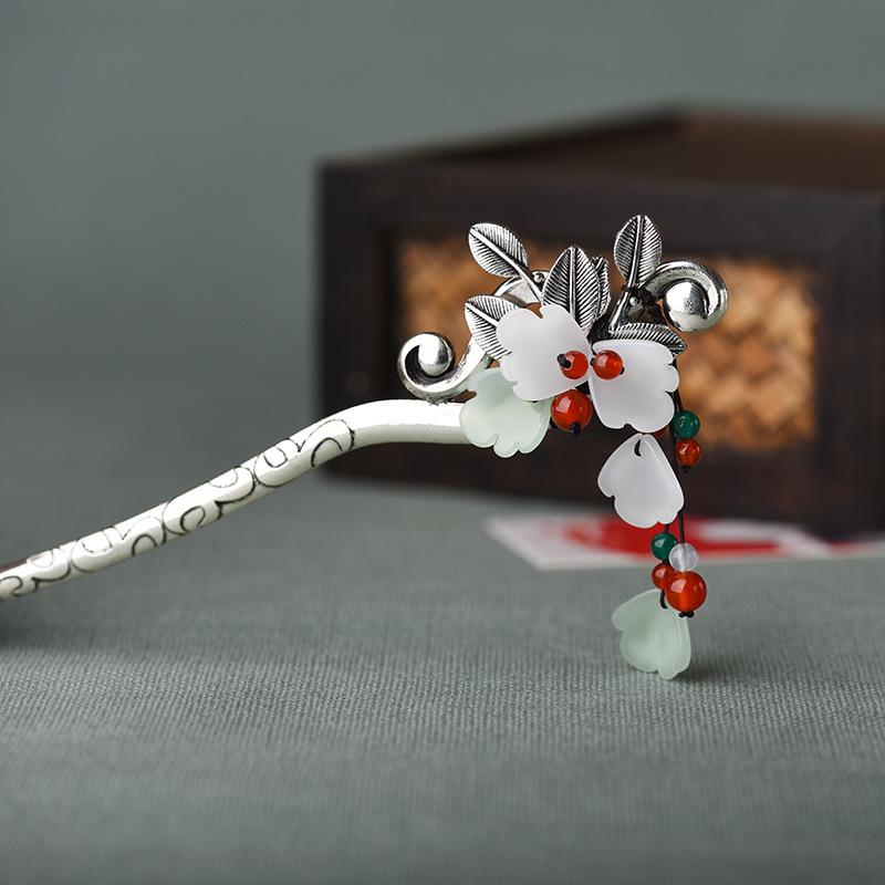 Temperament Leaves and Flowers Ancient Silver-alloy Hairpin