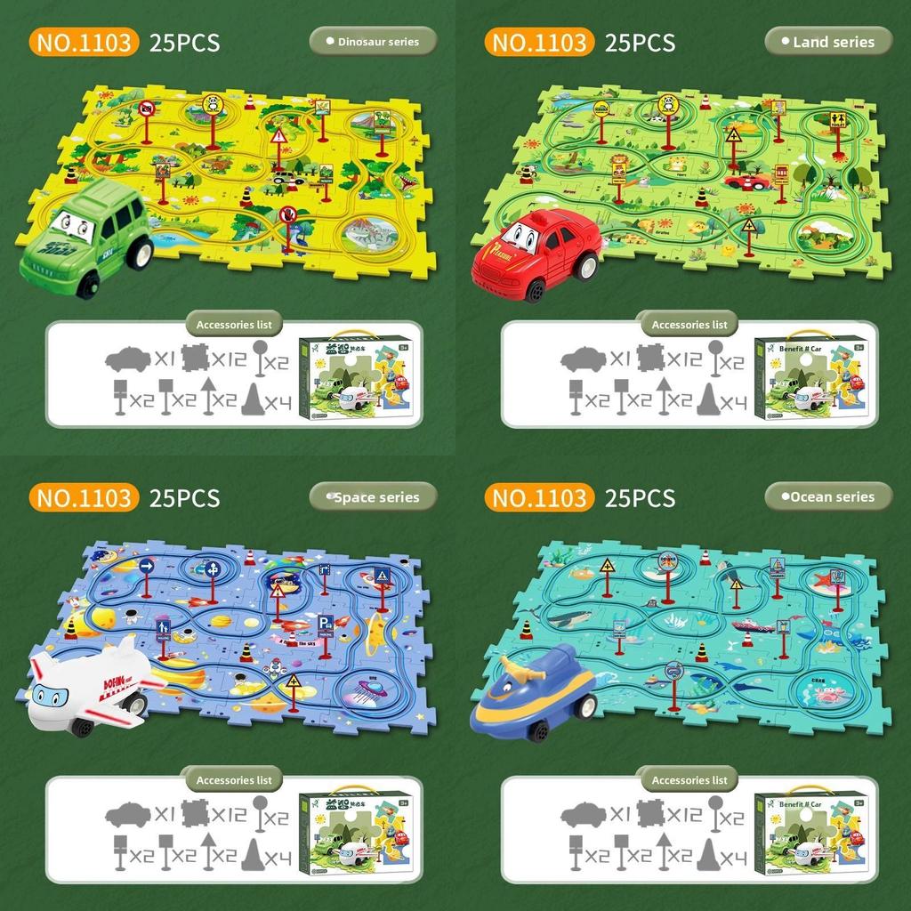 Childrens Diy Puzzle Track Car Set Toy For Creative Play Gift
