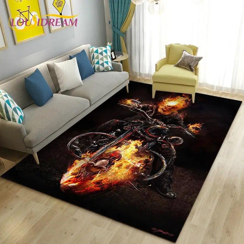 3D Retro Vintage Motorcycle Area Rug Large,Carpet Rug for Living Room Bedroom Sofa Decoration,Doormat Kitchen Non-slip Floor Mat
