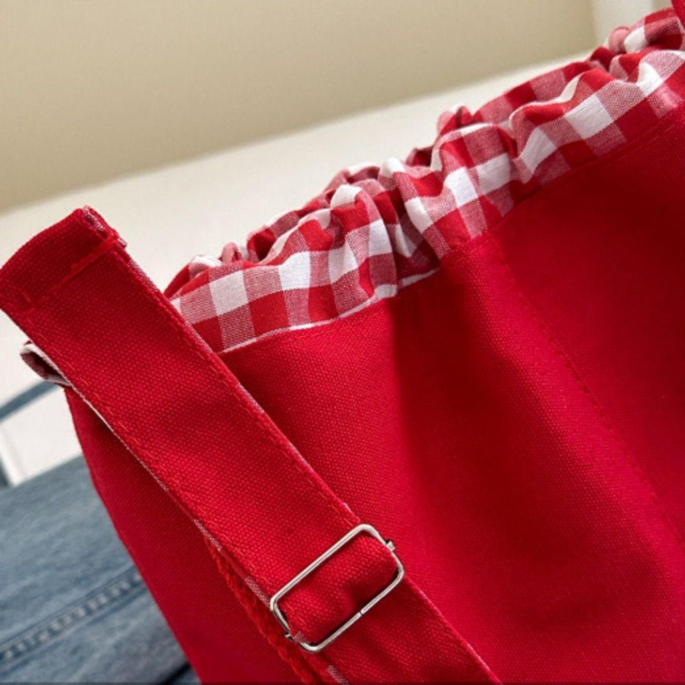 Cloth Drawstring Bucket Bag Retro Tote Bag Portable Denim Canvas Bag  Women