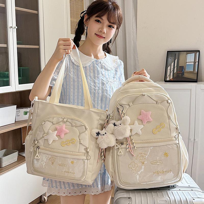 High Value Schoolbags for Female Junior High School Students  Large Capacity Cute and Light Make Up Bags  Shoulder Bags.