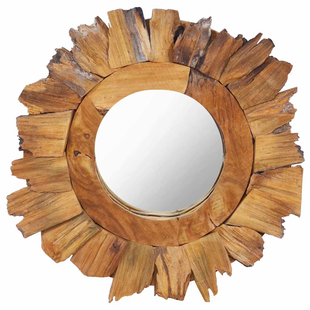 vidaXL Wandspiegel 40 cm Teak Rund braun