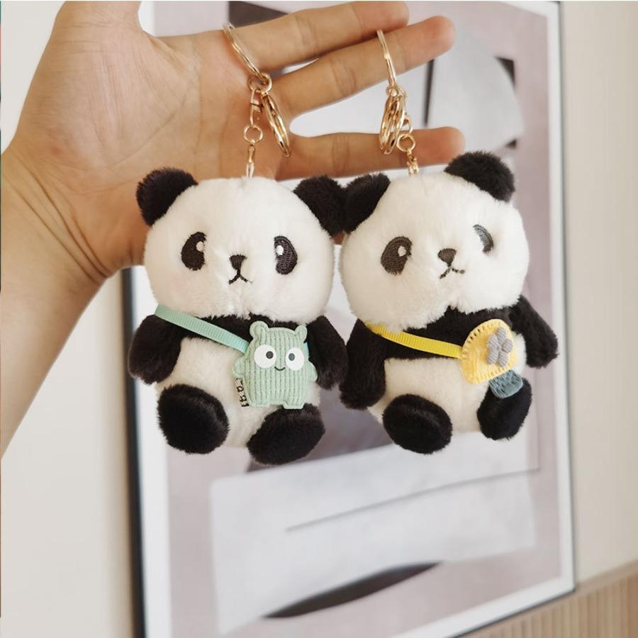 Cute Banboo Panda Plush Toy Keychain Kawaii Panda Pendant Bag Accessories Car Key Chain Pendant Boyfriend Gift Bag Decor