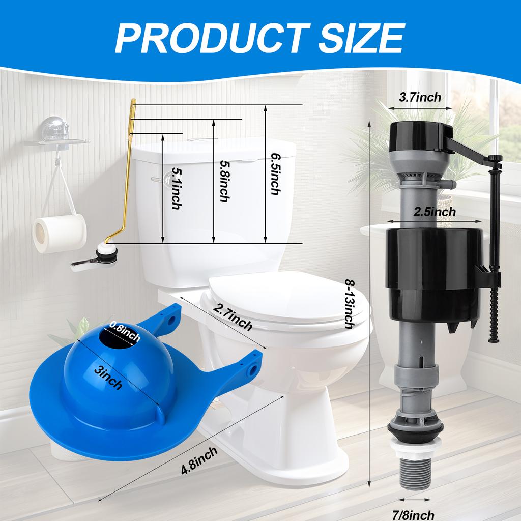 Universal Toilet Flusher Replacement Kit Toilet Flush Flapper Repair Kit Include Toilets Fill Valve Replacement 3 Inch Low Flow