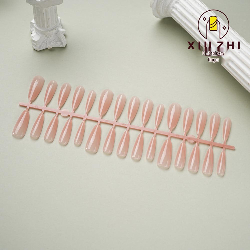 Almond-Shaped Light Pink Cat Eye French Press-On Nail Tips