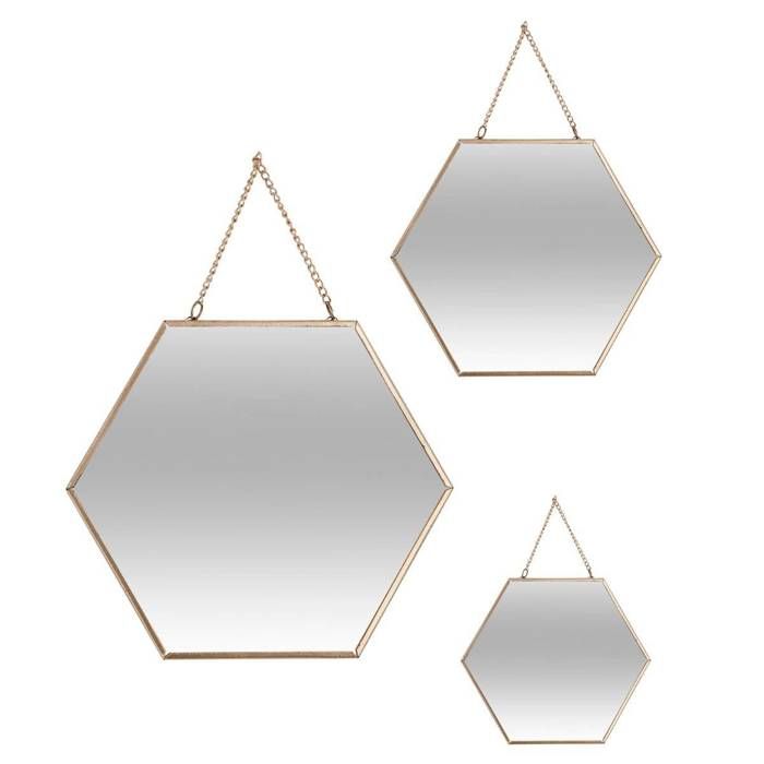 Set de 3 miroirs doré L20 25 30cm - Atmosphera createur d'interieur