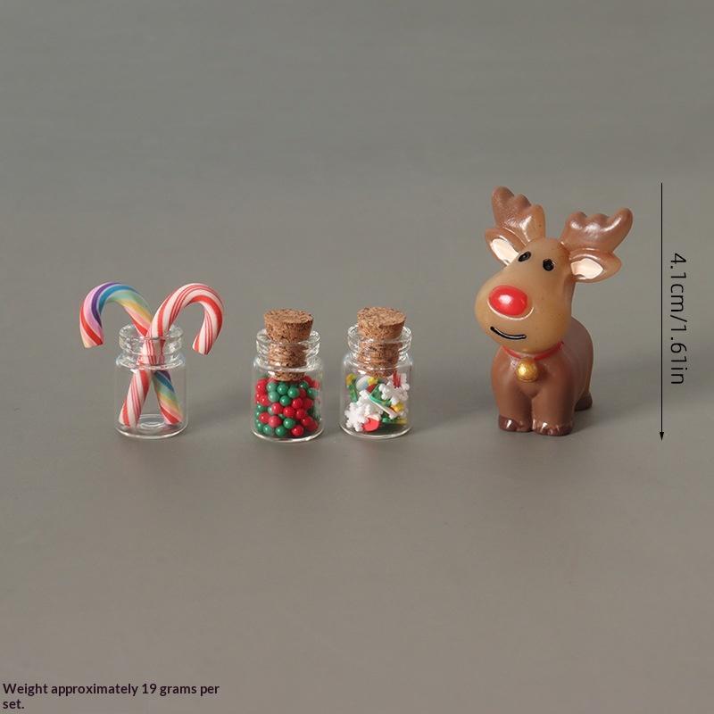 4/5/6/7 Pcs Christmas Miniature Decor Set With Snowman Sleigh Tiny Pine Tree Wreath For Home Desktop DIY Crafts