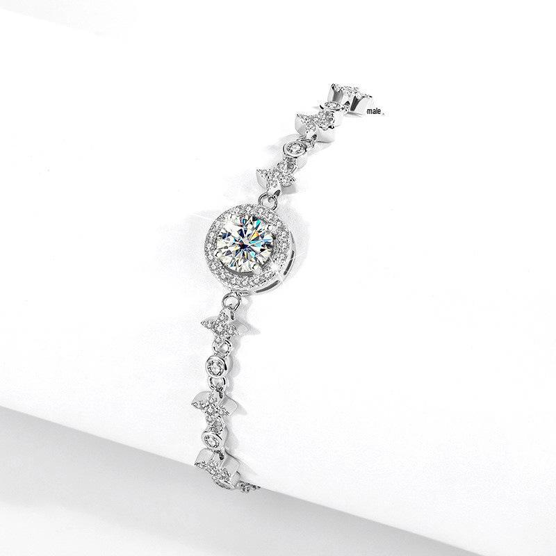 Brățară rotundă Moissanite Cer înstelat: Argint Sterling 925, Design Luxos Lejer, Bijuterii de Modă Versatile pentru Femei.