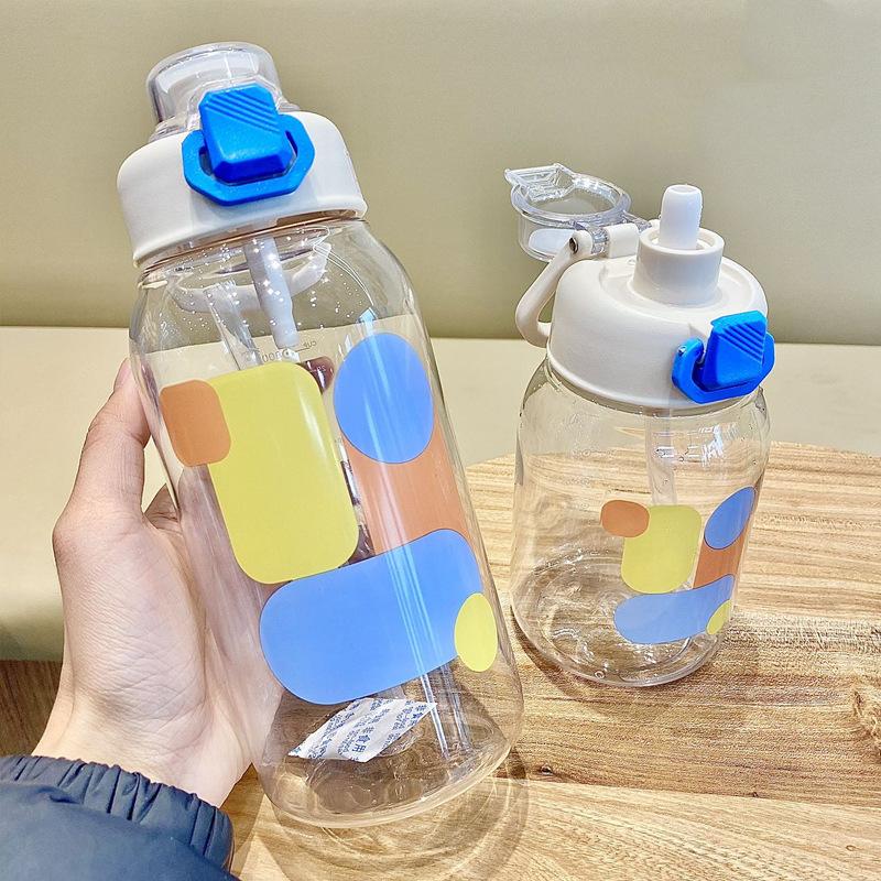 Plastic Cup, Outdoor Sports Portable Handle, Straw Cup, High Temperature Resistant, Large Capacity Water Cup