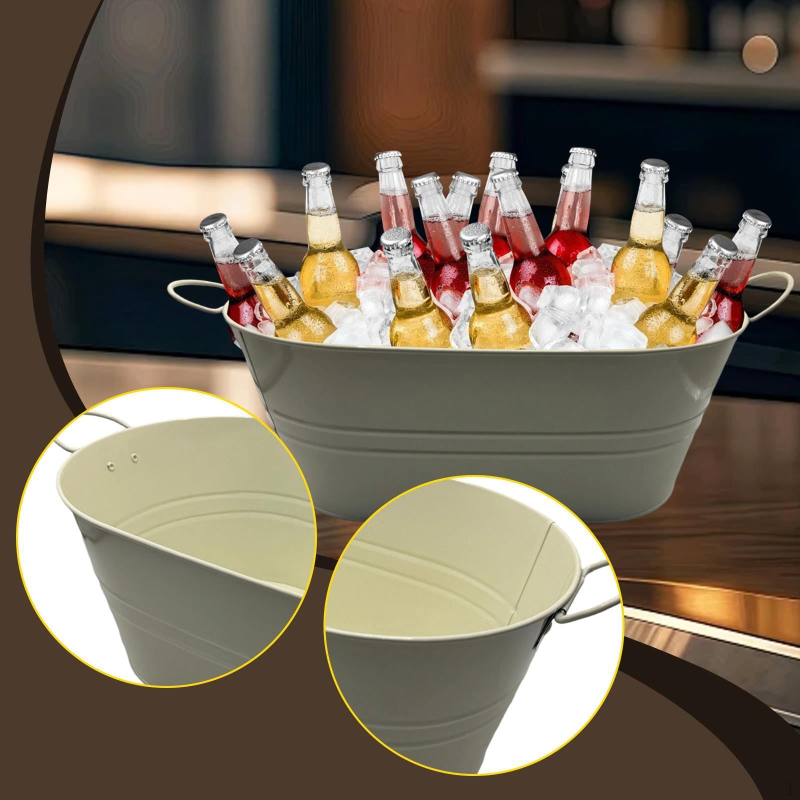 

Galvanized Beverage Bucket, Portable And Lightweight, Ideal for Hotels Restaurants at Parties. белый
