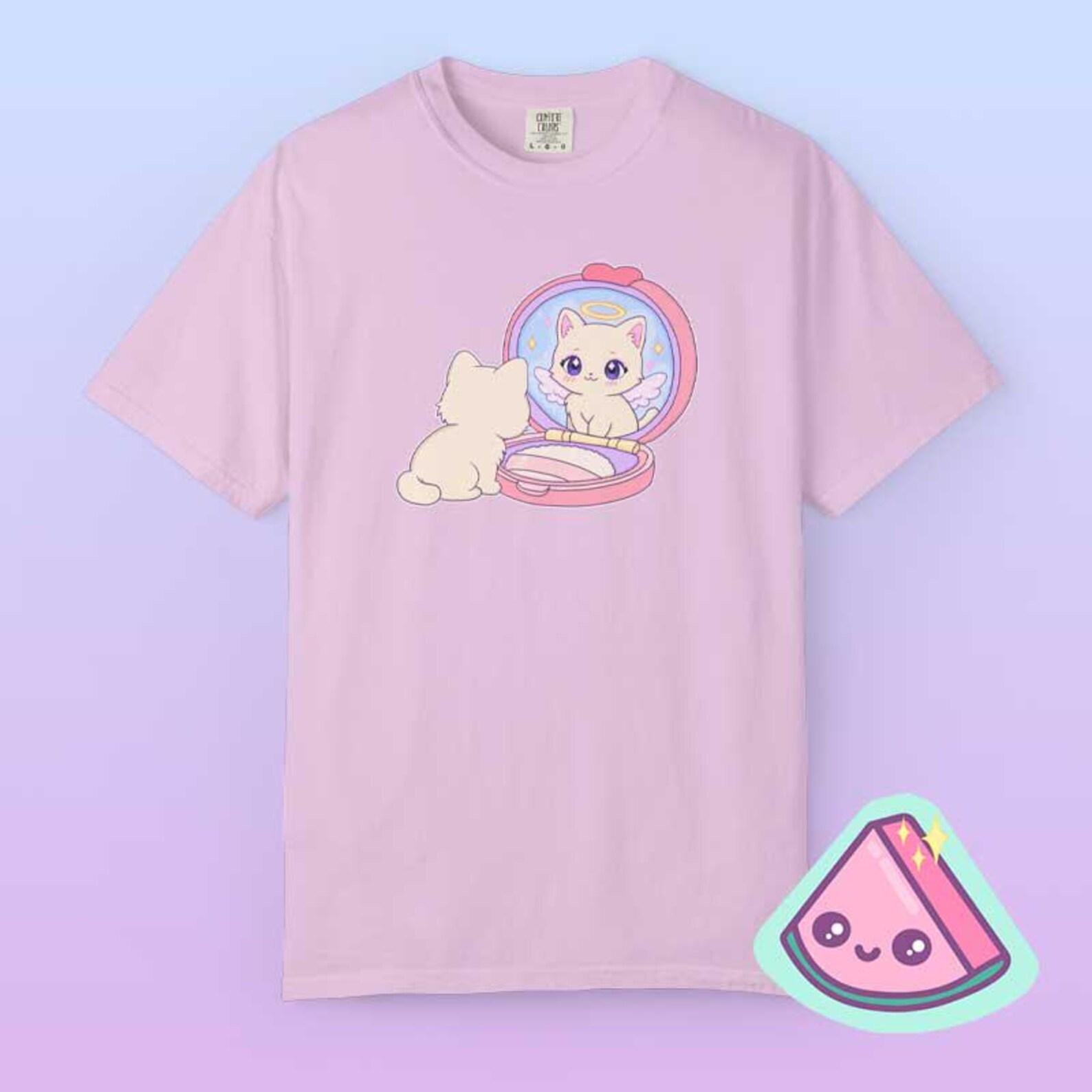 Kawaii Cat Shirt | Pastel Cat Graphic Tee | Fairy Kei Clothing | Yume Kawaii Soft Girl Shirt XL