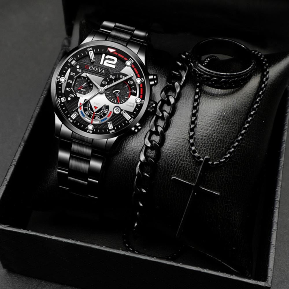 New Suit Fashion Business Calendar Watch Men'S Steel Belt Watch Watch Business Explosion Bracelet Men'S Watch
