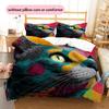Cat Head Pattern Bedding Quilt Set  Home Decoration  Gift (1 * duvet cover + 2 * pillowcase  without core)
