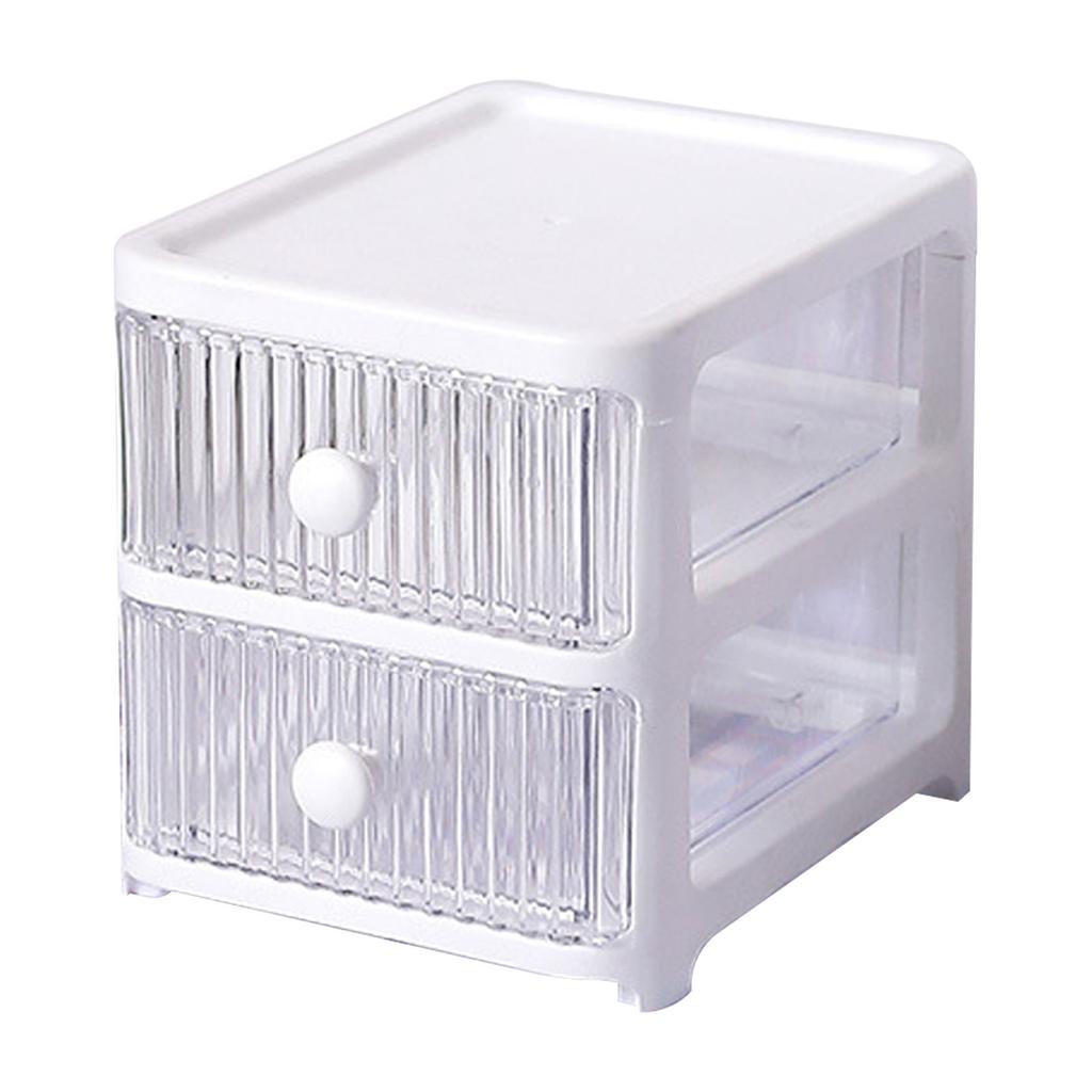 Desktop Storage Box with Drawers Multi Layers Transparent Multifunctional Stackable Desk Organizer