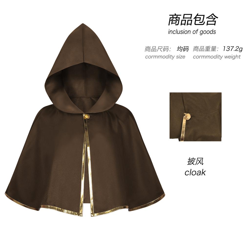 Halloween Dark Chain Hooded Men's Polyester Echo Cape Medieval Role-Playing Party Cosplay Cloak