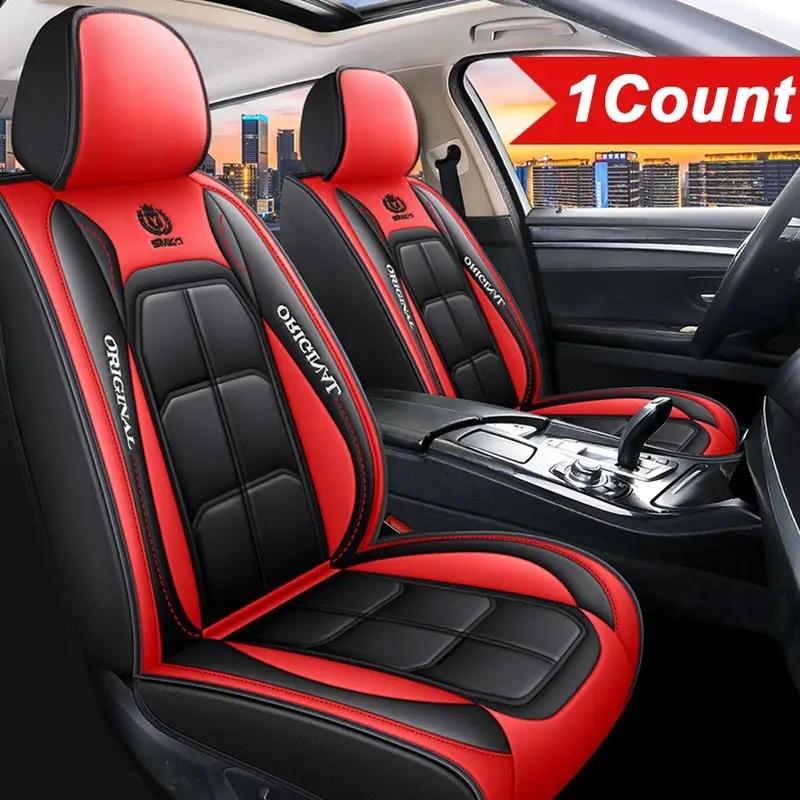 Premium Seat Car Seat Cover Full Set PU Leather Quilted Front/Back Protectors Cushion for Most of The Car Models on The Market