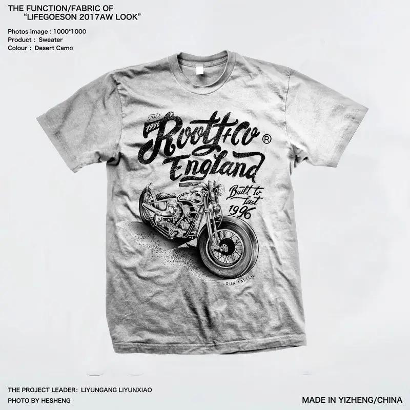 Summer Pure Cotton American Retro Short Sleeved T-shirt for Men's Short Ins Outerwear Printed Half Sleeved Round Neck Casual Top