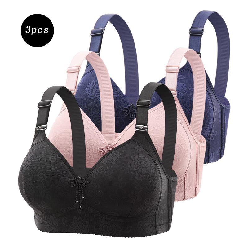 3-Piece Comfortable Lace Sports Bra Set for Women - Plus Size Cross-Back Design