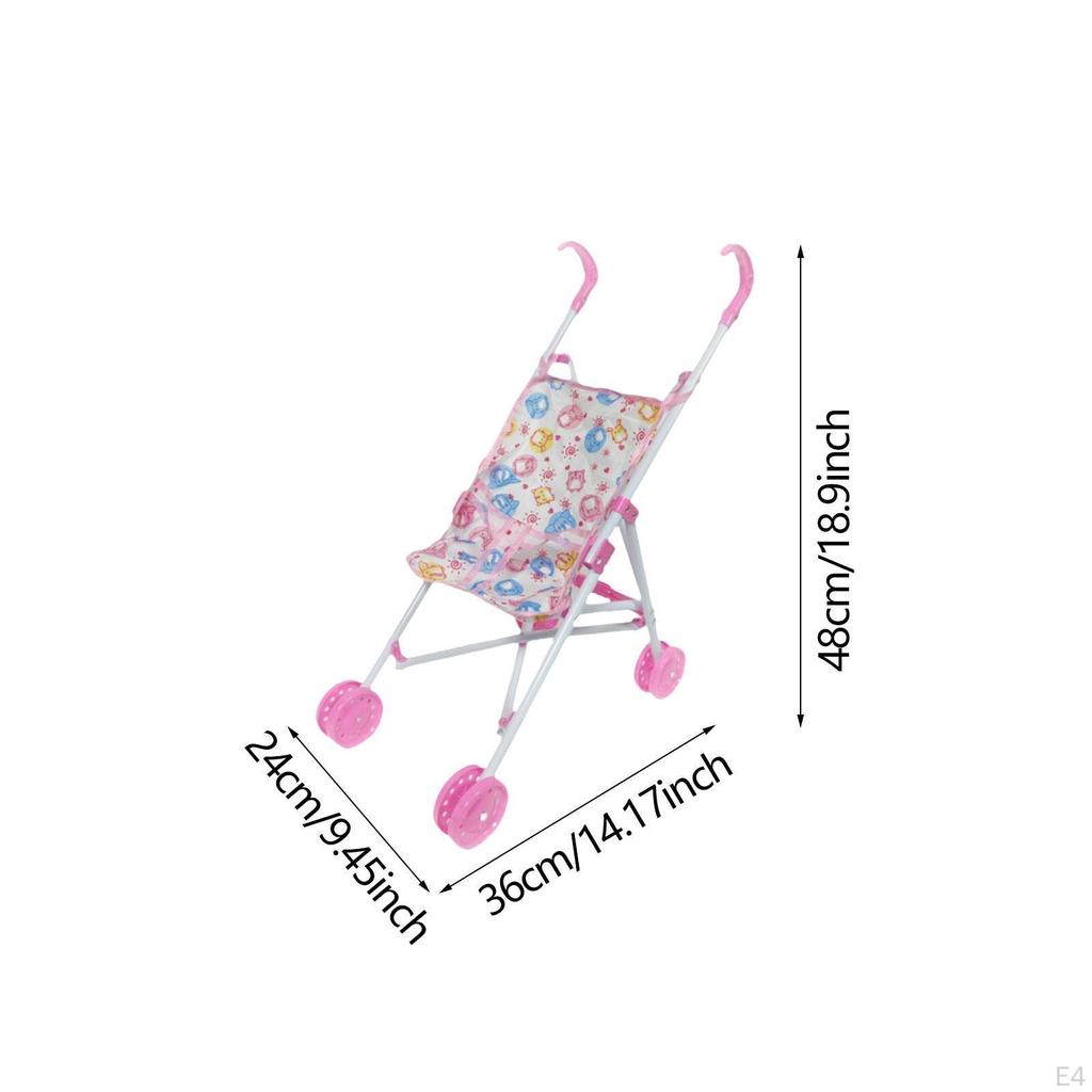Doll Child Cart Mini Pram Gift Party Favors Realistic Miniature Push Toy for Little Girls Kids