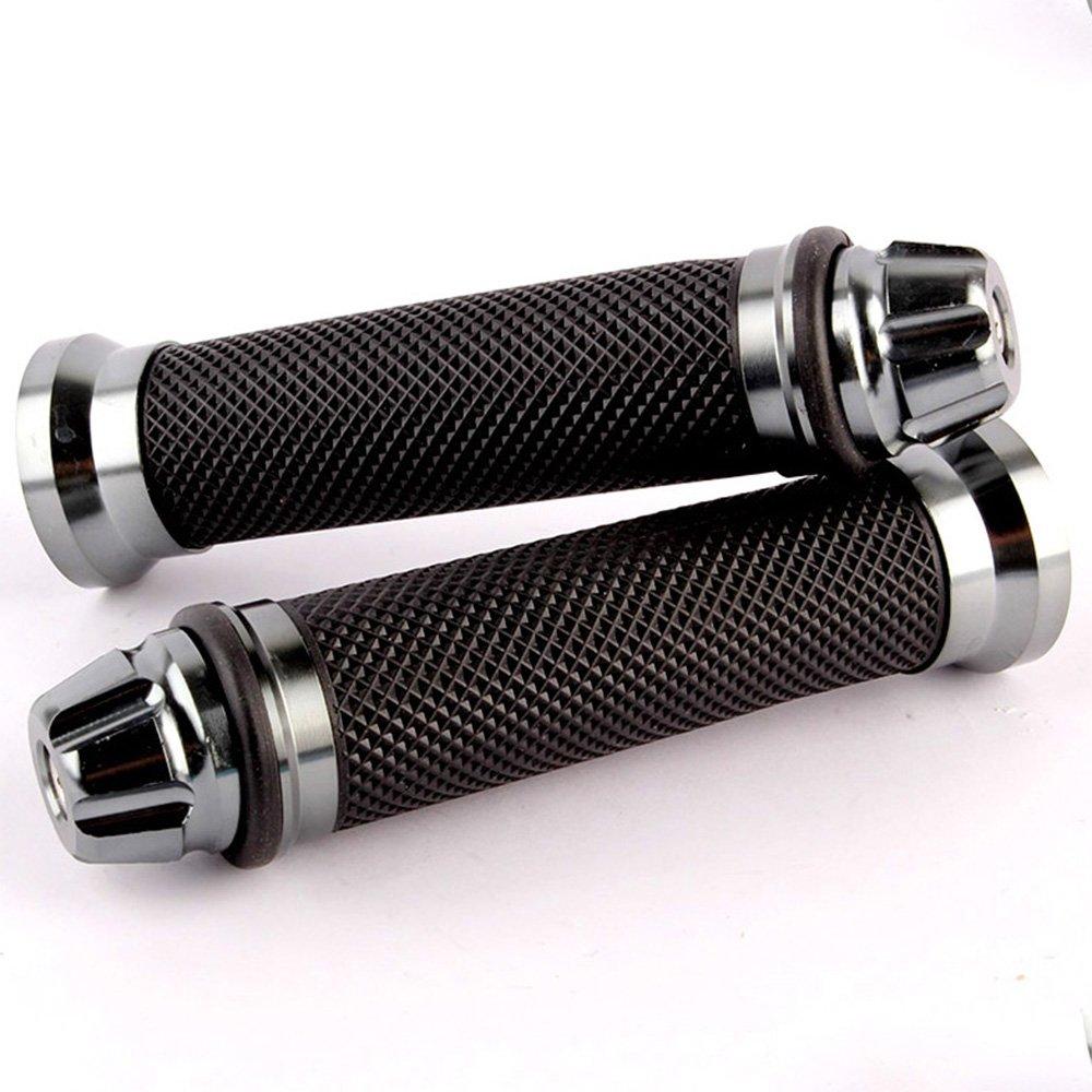 evomosa Motorcycle Universal Motorcycle Aluminum Bar CNC Hand Left and Right Set Clips, Clips, Ends, 22.2mm, Grips, (Titanium)